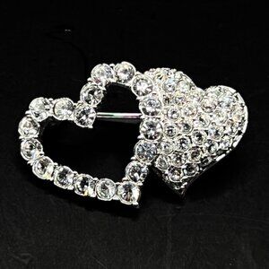 Vintage Swarovski Heart Rhinestone Brooch Designer Swan Marks